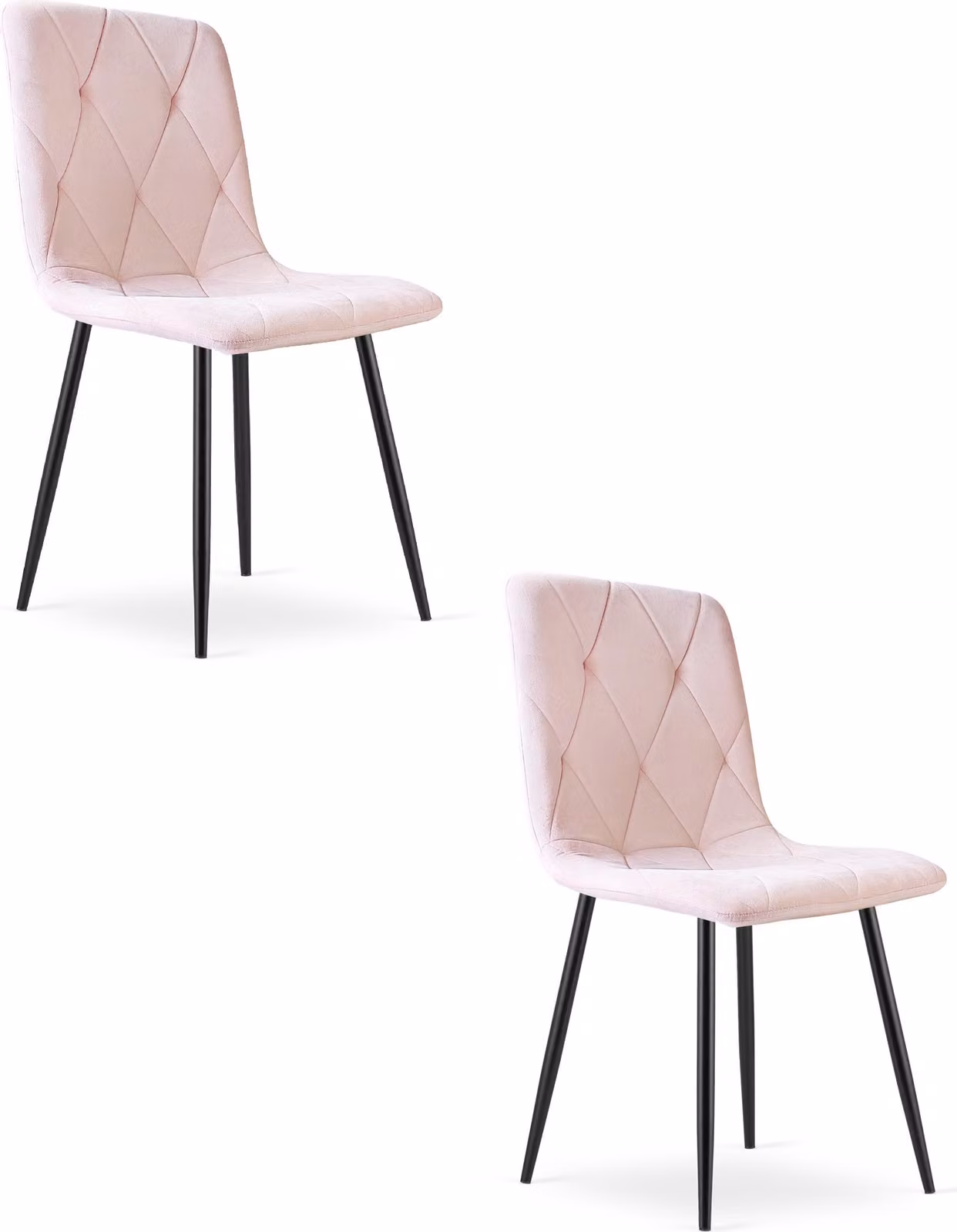 Poltrona LIBRA - velluto rosa chiaro / gambe nere (2 pezzi)