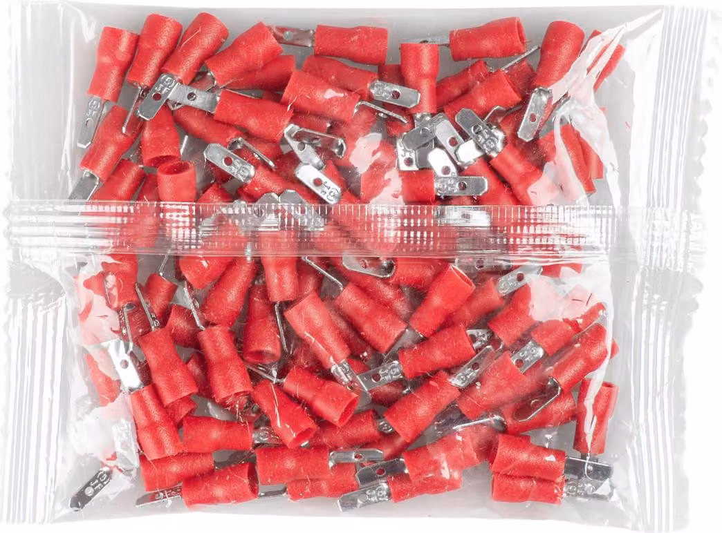 Vayox Set 100 pz. Connettore a forcella isolato maschio 0,5-1,5 mm2 2,8 mm rosso
