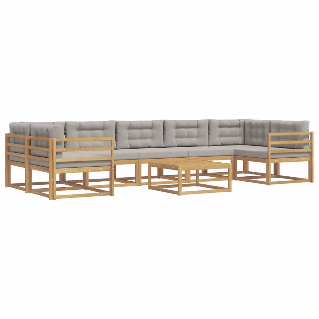 Set di divani da esterno vidaXL in legno di acacia con tavolo da caffè, bianco e grigio – 2