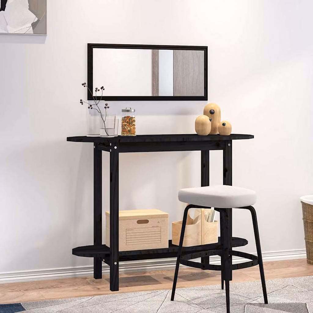 vidaXL Tavolo Consolle Nero in Legno di Pino Rustico L: 110 cm, P: 40 cm, H: 80 cm