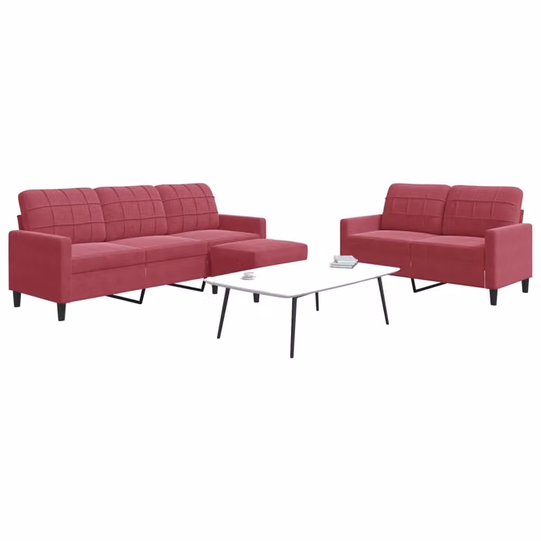 Maison Exclusive - Set divano a 3 pezzi con cuscini in velluto bordeaux