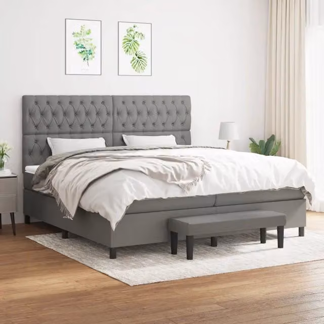 Letto Ibrido con Giroletto a Molle e Materasso vidaXL Grigio e Bianco L/P/H: 200 x 200 x 28 cm – 1