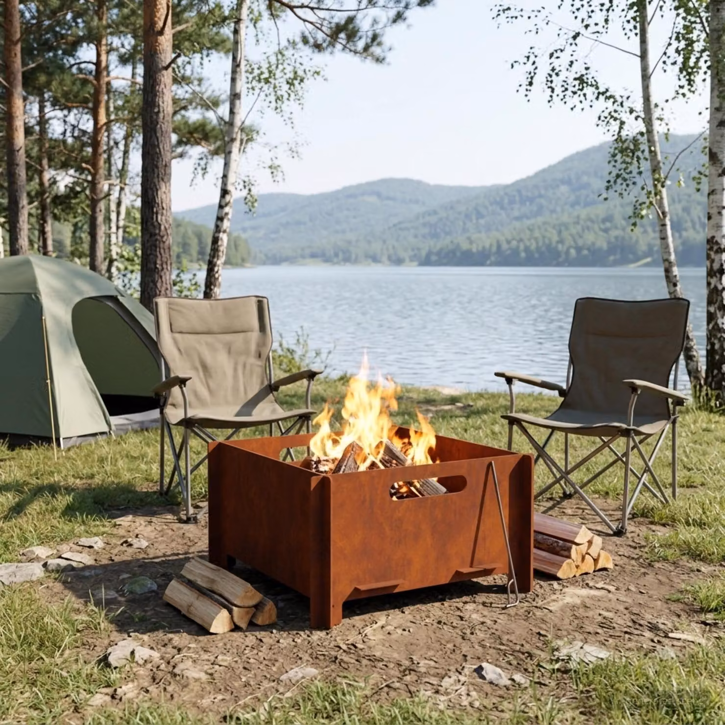 Braciere vidaXL in acciaio Corten color ruggine L 40 cm x P 40 cm x H 20 cm