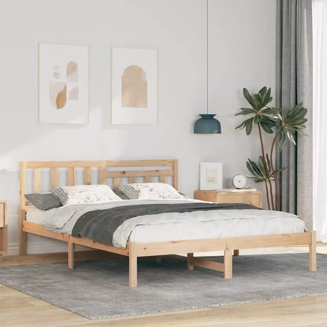 Struttura letto con giroletto in pino massello marrone L 150 x P 200 cm
