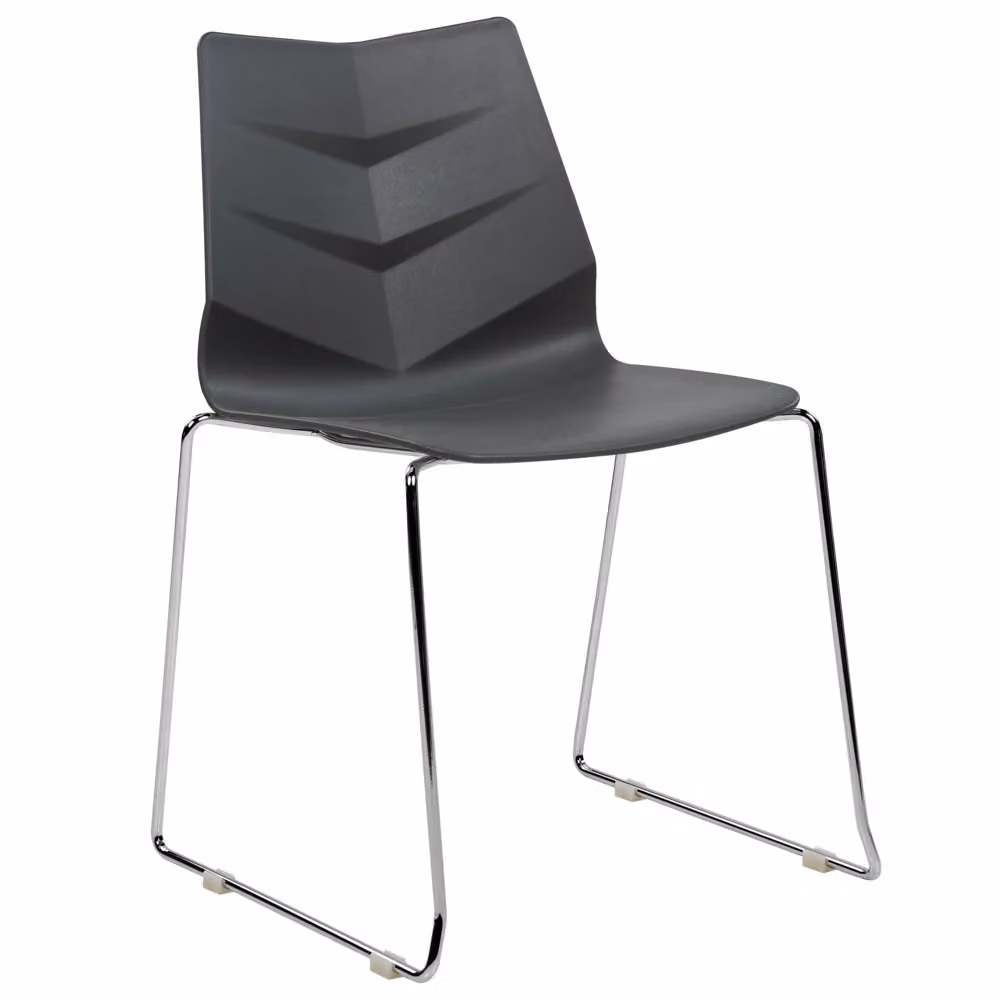 Set di 4 sedie impilabili BELIANI in plastica lucida grigia con gambe in metallo design scandinavo moderno per cucina e sala da pranzo – 2