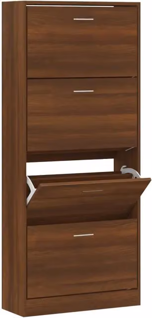 Moderna scarpiera con cassetti a ribalta 63 x 24 x 147 cm in legno ingegnerizzato rovere marrone 02_0047070