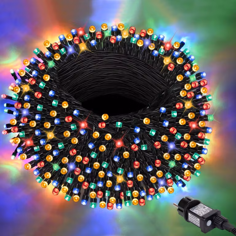 Catena luminosa a LED, 20 metri, 200 LED, 8 modalità, timer, multicolore