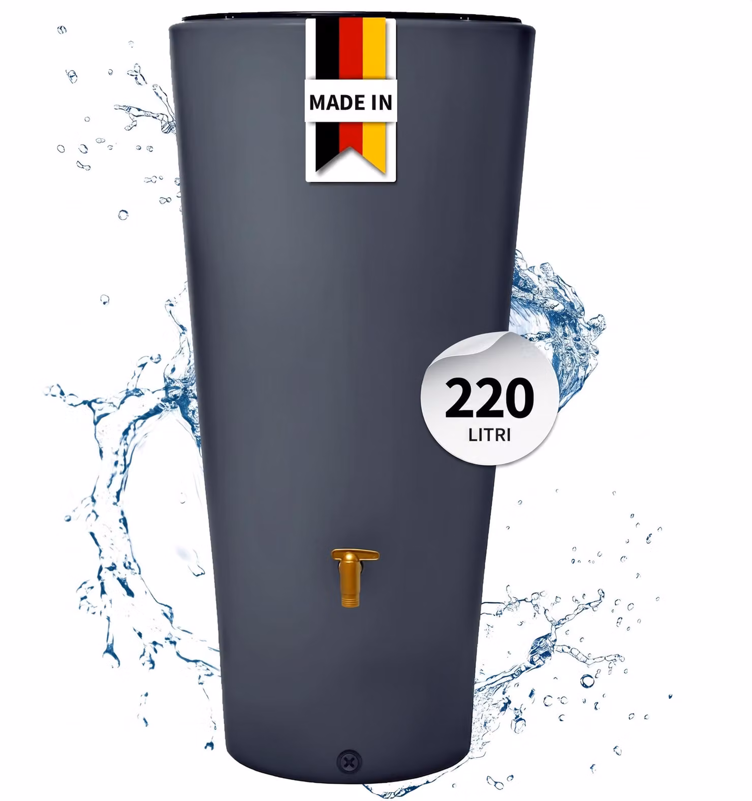 4rain VASO 2in1 serbatoio per acqua piovana 220 L, grigio grafite con vaschetta per piante integrata; 295640