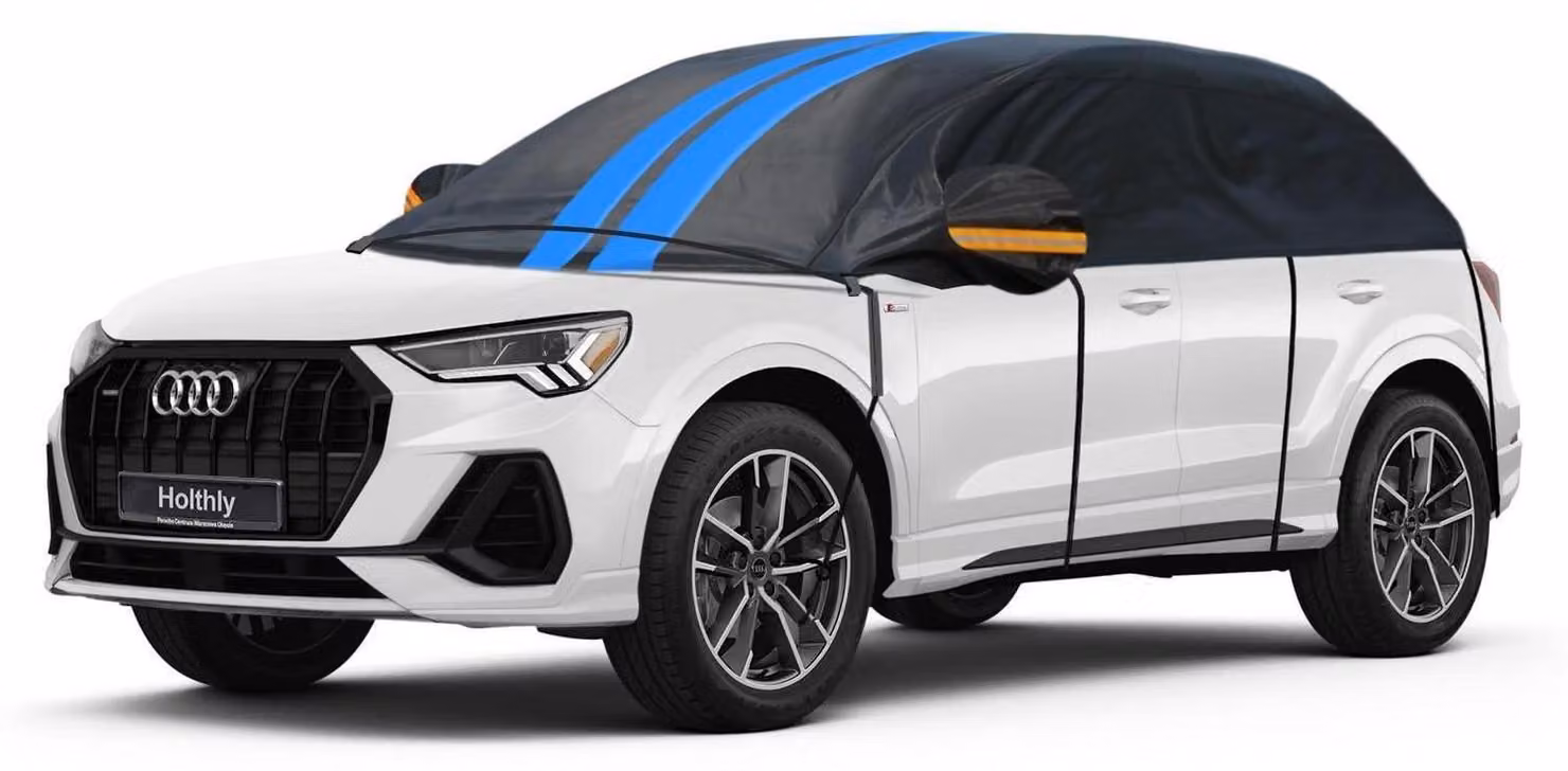 Copertura impermeabile e traspirante per auto o SUV, ideale per garage parziali, protegge da neve, pioggia e polvere, fino a 530 cm di lunghezza, colore nero
