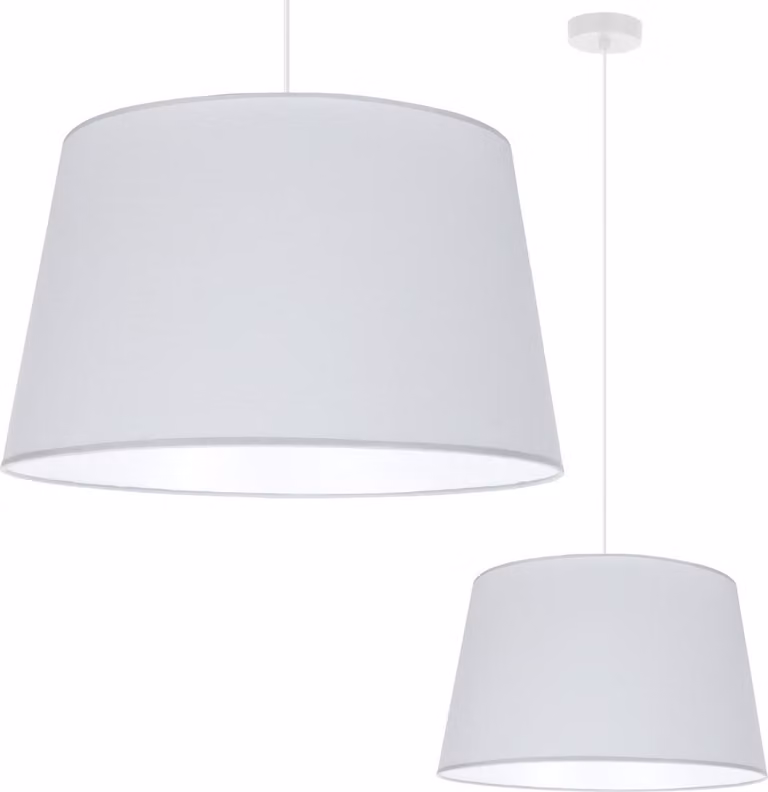 Gaja Lampada A Sospensione A Cono Bianco 1 Paralume Piatto Grigio Chiaro 44Cm