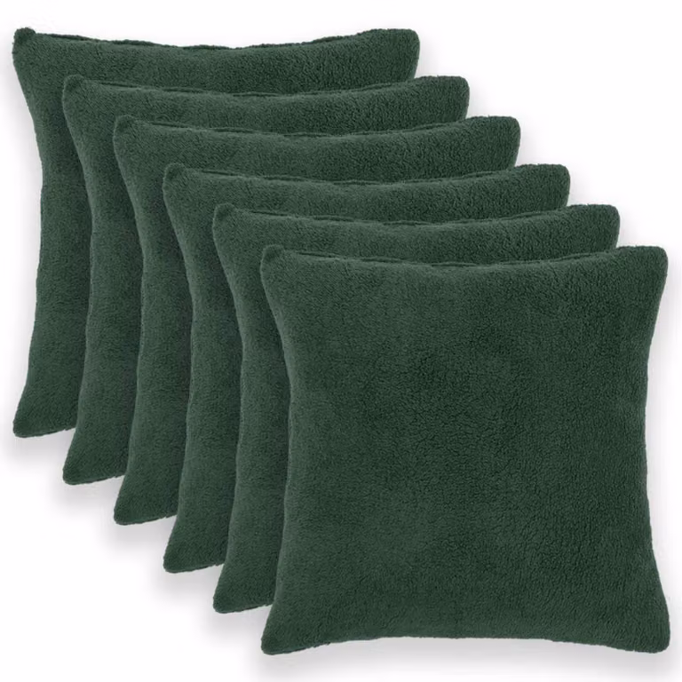 Set di 6 federe vidaXL HEERLEN in tessuto bouclé verde scuro, L/P: 80 x 80 cm