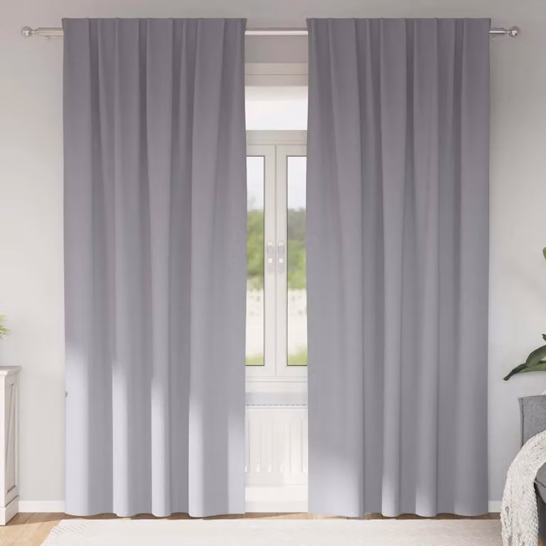 Set di 2 tende blackout vidaXL con anelli in poliestere, colore grigio, H 245 x L 140 cm
