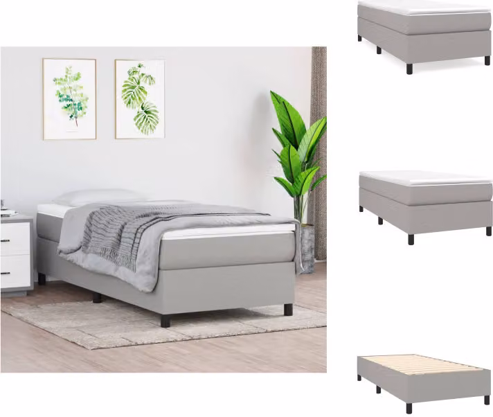vidaXL Letto a molle con materasso grigio chiaro 80x200 cm in tessuto - Letti & strutture letto