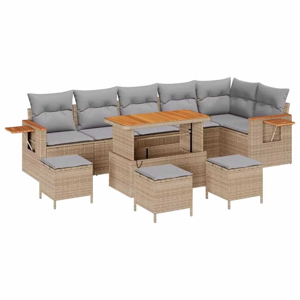 Set Divano da Giardino vidaXL 10 Posti a Forma di L con Cuscini Beige e Grigio – 2