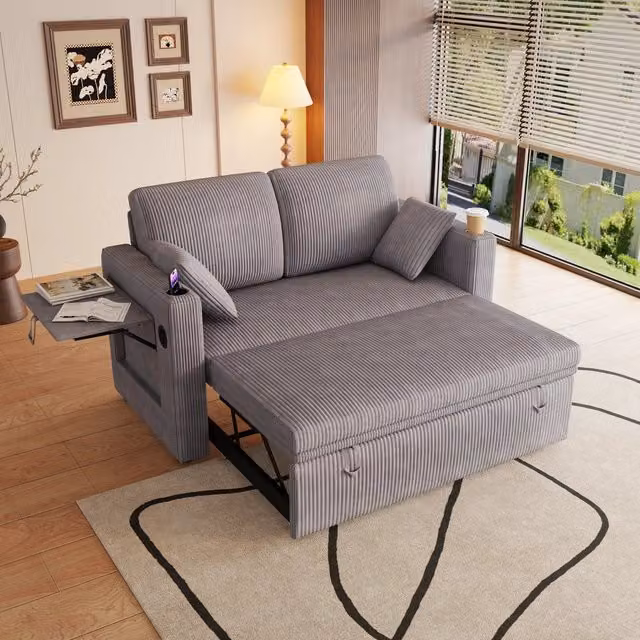 Divano Letto Multifunzione con Schienale Reclinabile e Cuscini ¨C Xylo ¨C Grigio