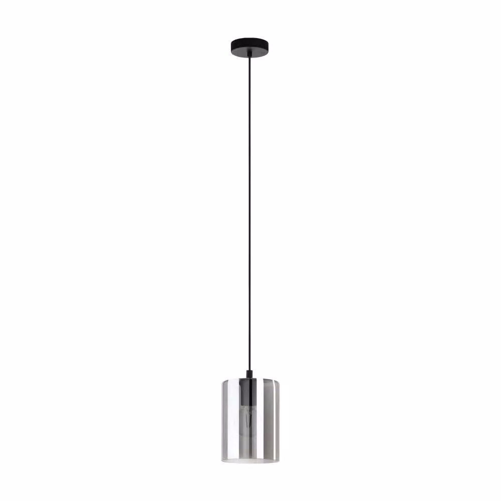 Lampadario Industrial Cadaques 1 Luce Acciaio Nero Cilindro