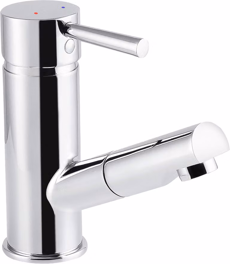 Miscelatore monocomando per lavabo con piletta a scomparsa, cromato, modello FUE15