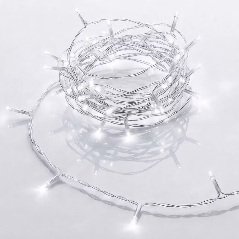 Luci da fata con 50 LED in bianco freddo - 500 cm - Catena luminosa natalizia da tavolo per illuminazione interna