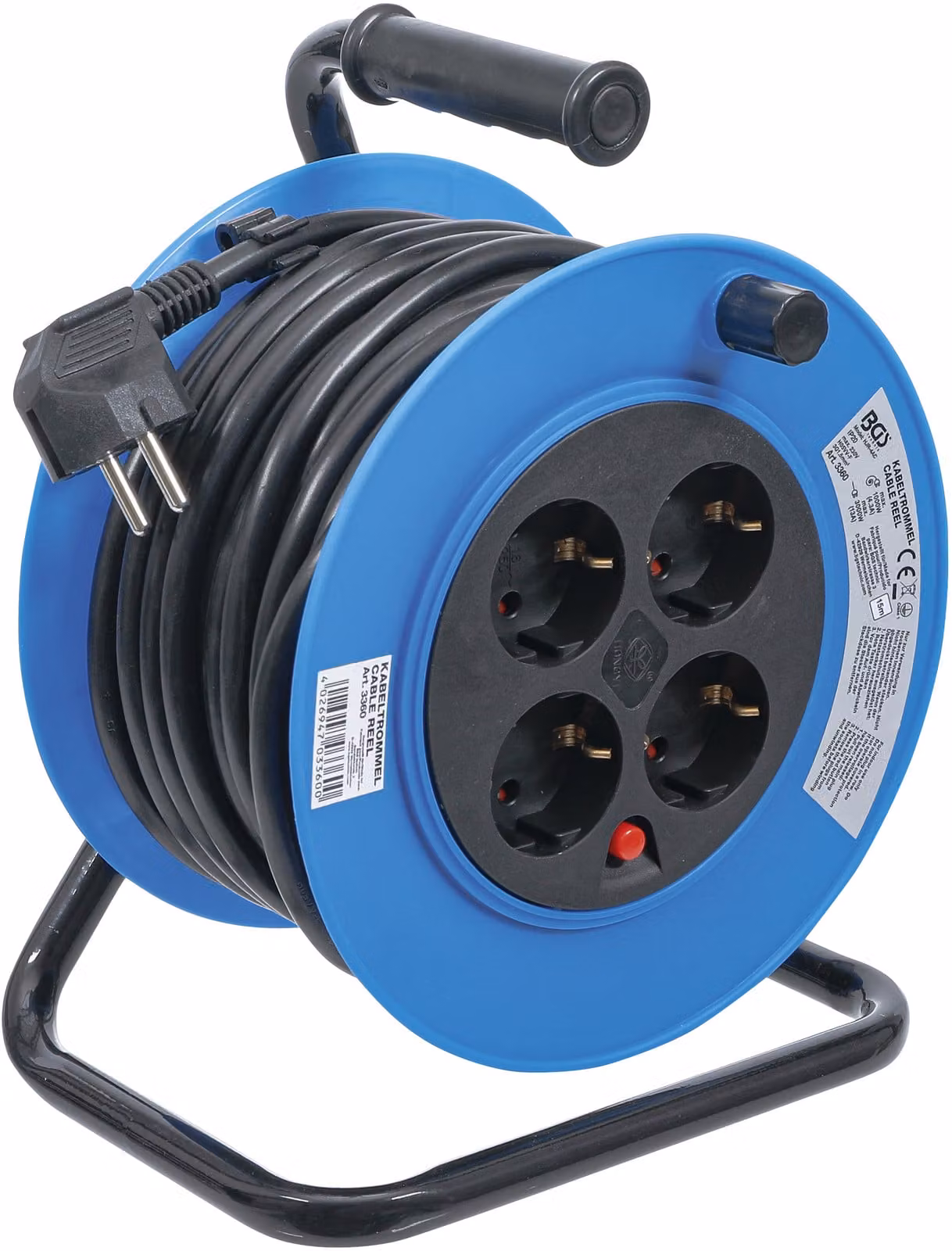 Avvolgicavo BGS 15 m 3x1,5 mm² 4 prese IP 20 3000 W - 3360
