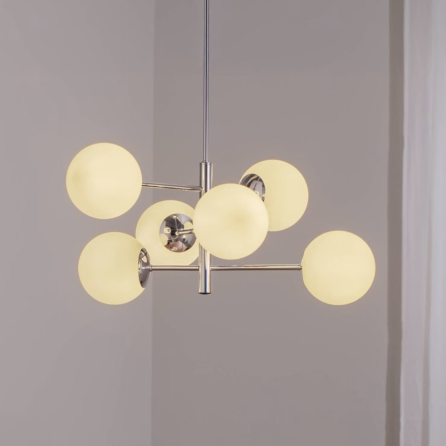 Lampada a sospensione in vetro Aurora Domiluce, dimmerabile, Cromo / Argento, Soggiorno / Sala da pranzo, Vetro, Lampada a sospensione
