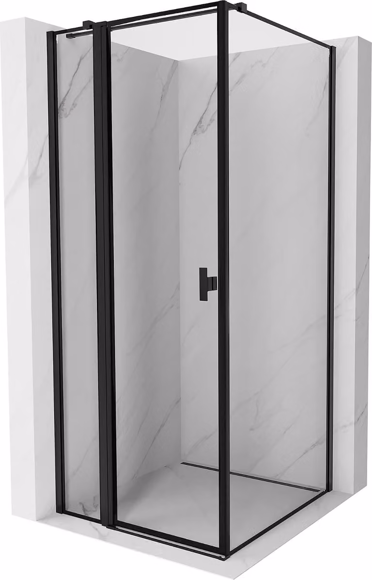 Mexen Mist T cabina doccia a battente sinistra 120 x 120 cm, cornice nera, nero - 8A4T-120-120-70-70-L