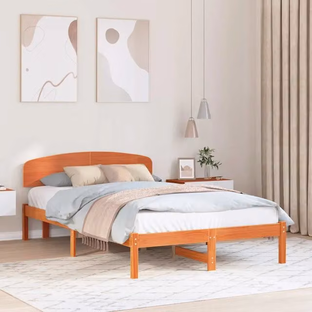 Struttura letto in pino massello vidaXL marrone cerato L/P/H: 200 x 120 x 74 cm – 1