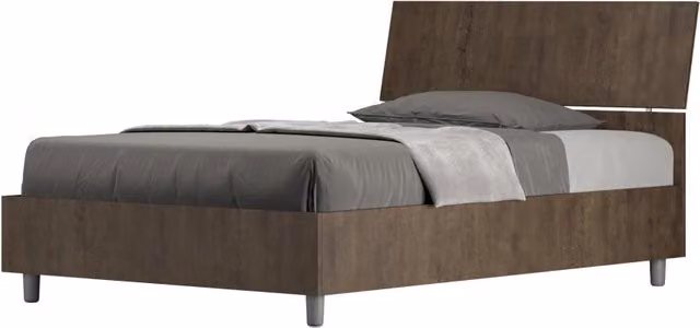 Letto 1 Piazza e Mezzo 120x190 cm Senza Rete Demas Testata Inclinata Noce