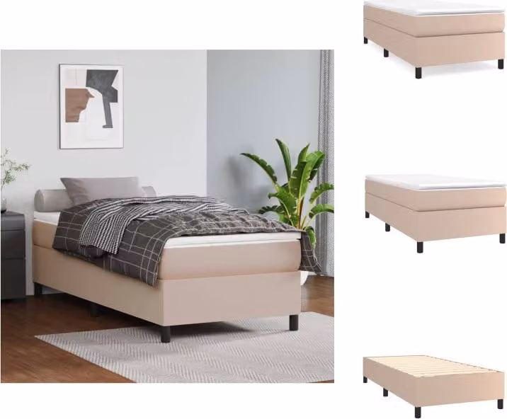vidaXL Letto a molle insacchettate cappuccino-marrone 90x190 cm in Pelle finta - Letti e strutture letto