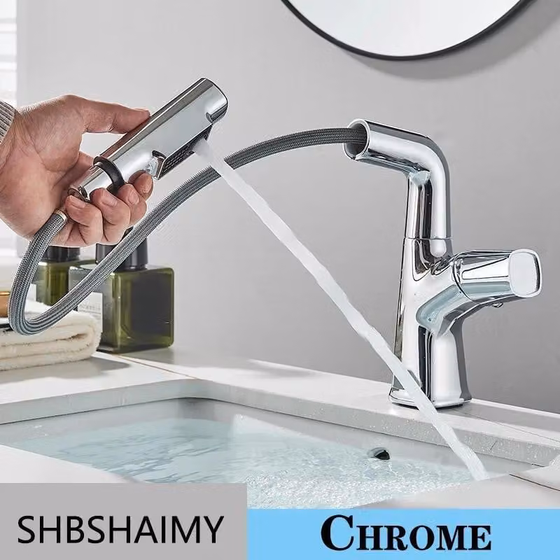 Rubinetto per lavabo - Modello 8878 - Montaggio a incasso su piano - Miscelatore monocomando caldo/freddo - Bocca orientabile a 360° - Cartuccia in Vetroceramica - Bocca lunga - Cromo