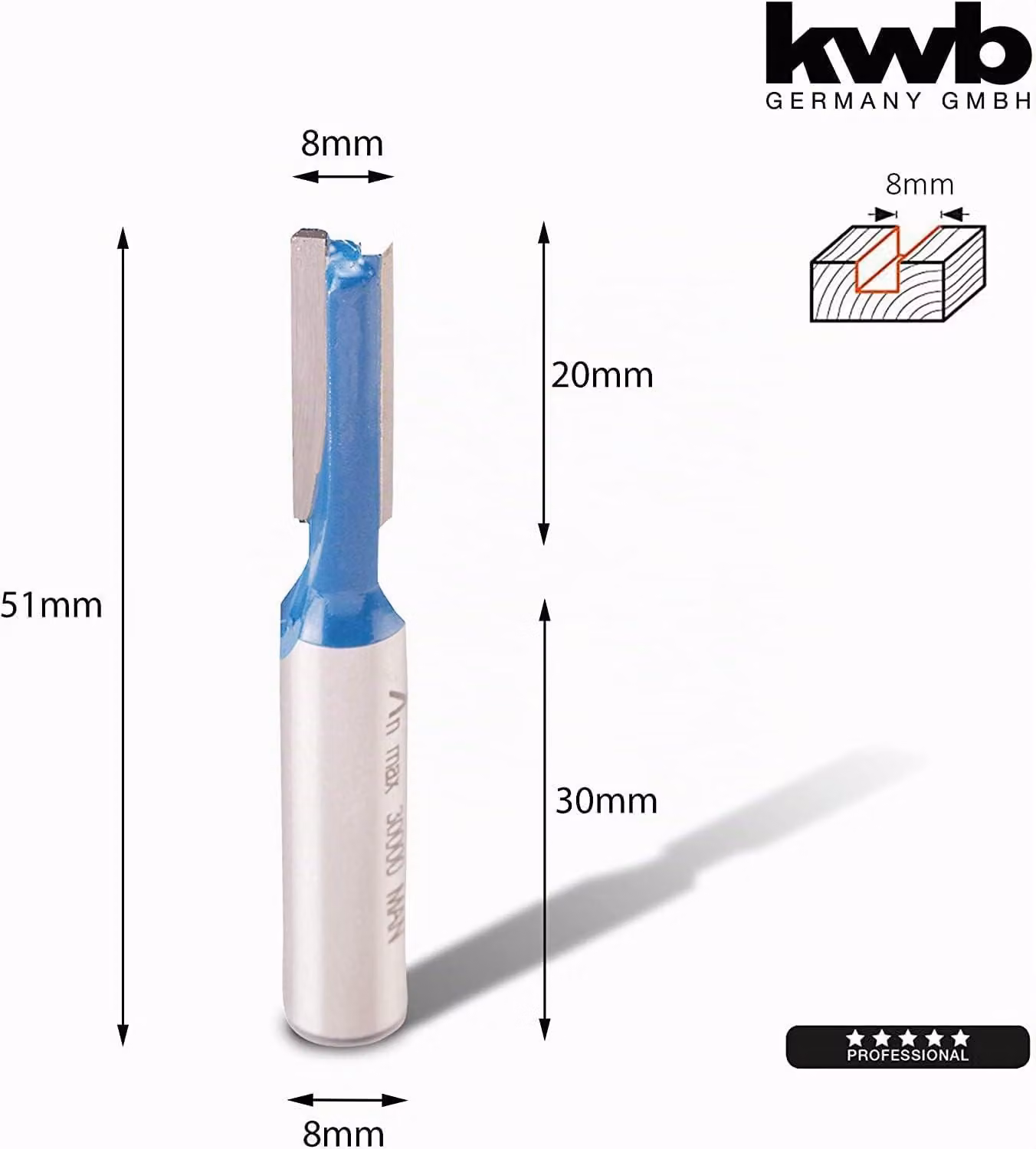 KWB Hm fresa a dito 8 mm Cass,