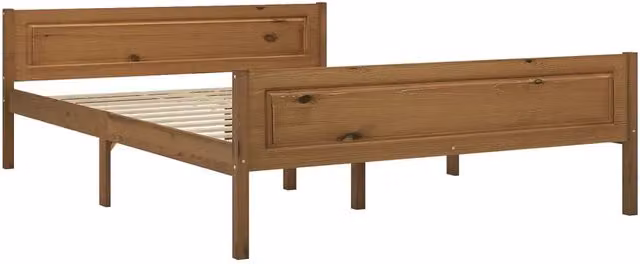 Letto matrimoniale moderno in legno massello di pino marrone ambrato L/P/H: 206 x 120 x 63 cm