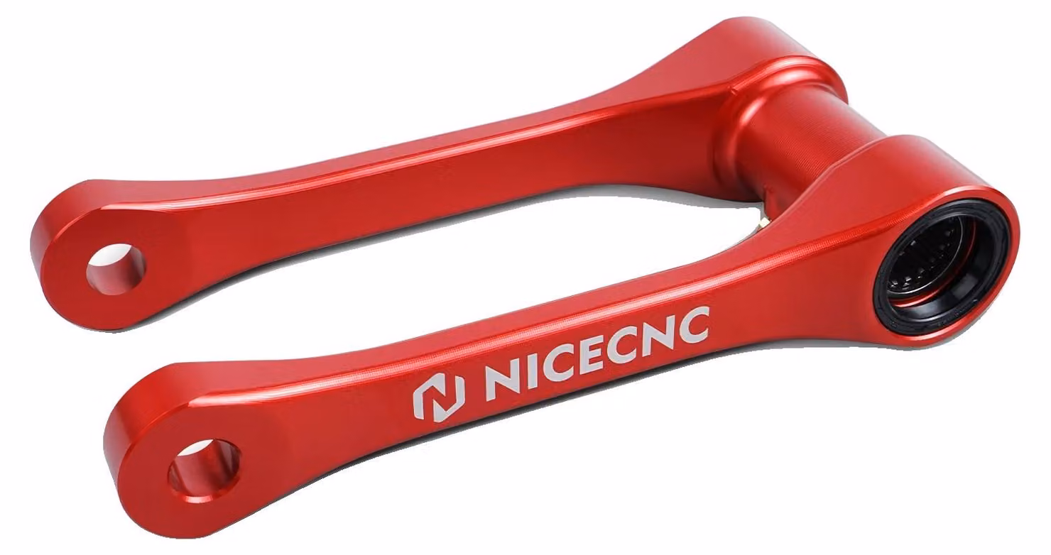 Kit di abbassamento, realizzato in alluminio lavorato a controllo numerico (CNC), per una maggiore stabilità, colore rosso