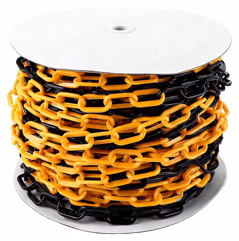 Catena di delimitazione, 50 metri, 6 mm, plastica, giallo-nera, catena di segnalazione