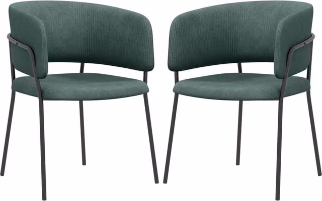 Set di 2 sedie moderne GIORDANOSHOP in velluto verde con struttura in metallo L: 57 cm, P: 53 cm, H: 73 cm