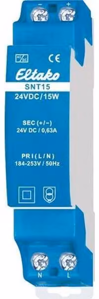Alimentatore per circuiti Eltako, modello SNT15-24VDC/15W, 24 VDC, codice prodotto 20000168