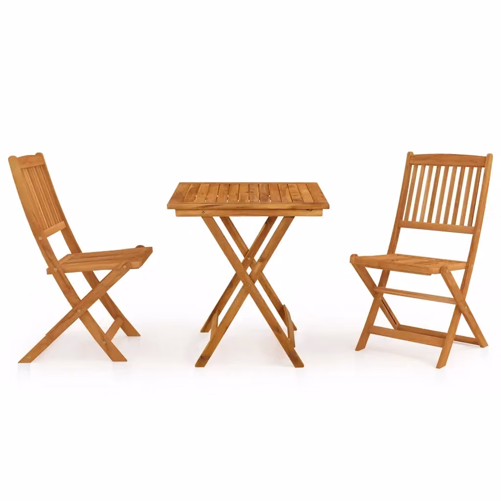Set da pranzo da giardino vidaXL in legno di acacia marrone, composto da 3 pezzi pieghevoli – 2