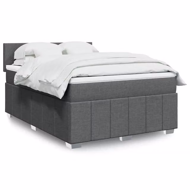 Letto Ibrido vidaXL con Giroletto a Molle e Materasso Grigio e Bianco L/P/H: 140 x 190 cm