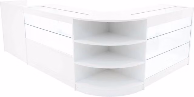 Set di Banconi Theia Bianco con LED, Vetrina in Vetro e Serratura, L/P/H: 120 x 60 x 84,5 cm