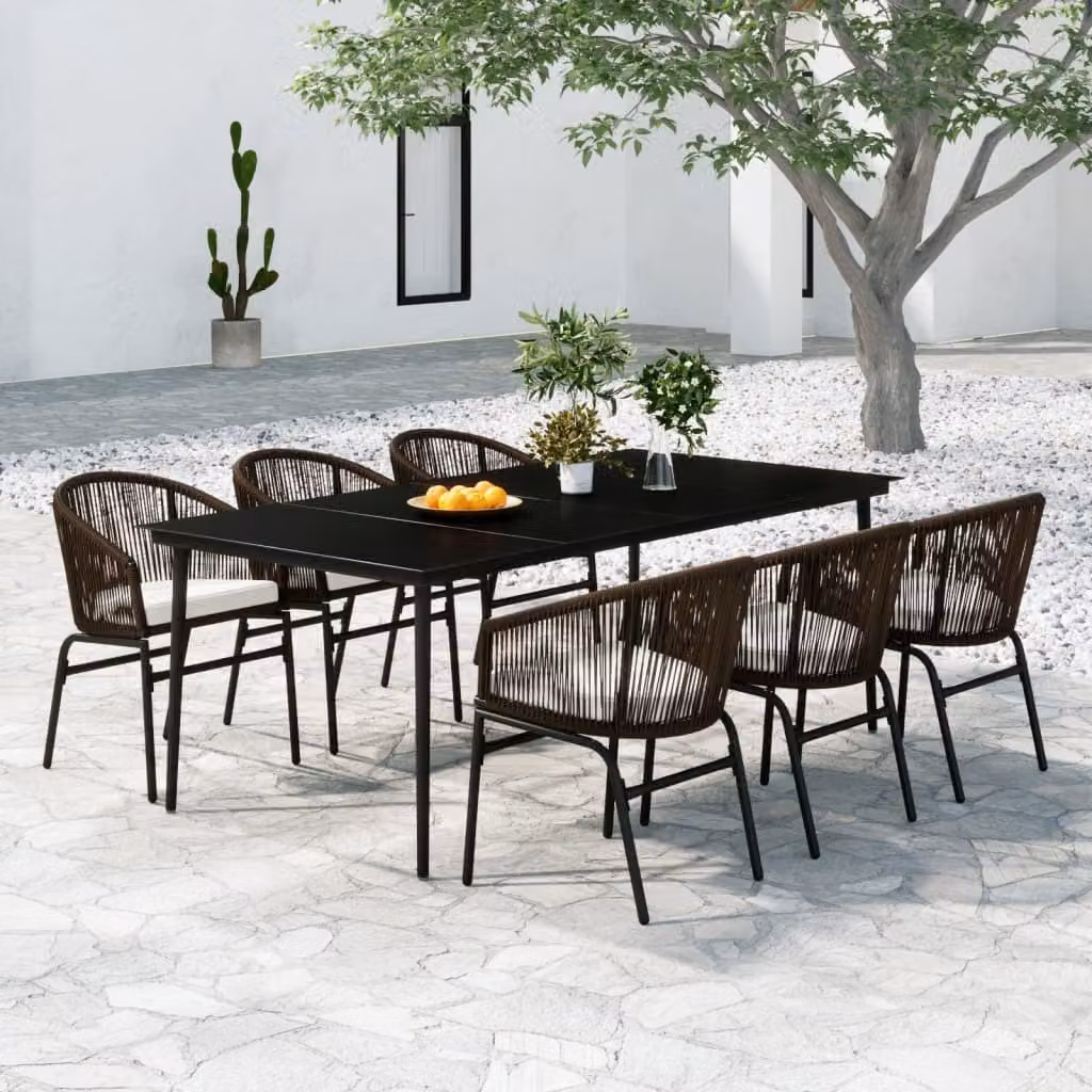 Maison Exclusive - Set da pranzo da giardino, 7 pezzi, marrone