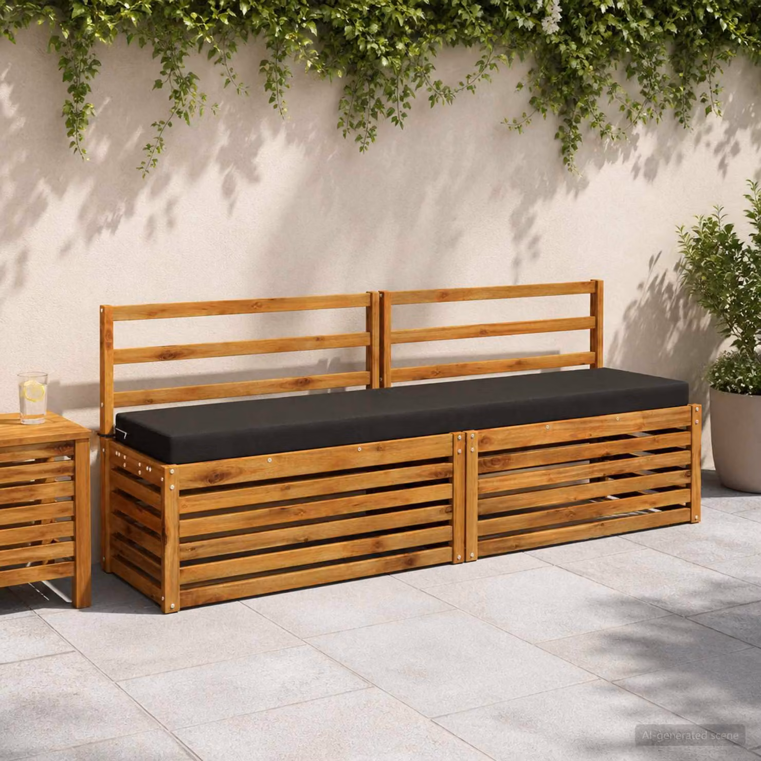 Set di 2 cuscini per panchina vidaXL SOEST in poliestere nero con imbottitura in schiuma e coperture lavabili