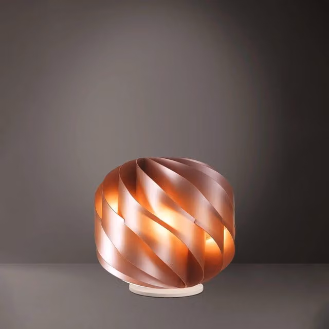 Lampada da scrivania moderna Globe Polilux Linea Zero color rame e bianco con paralume a sfera in plastica resistente e attacco E27 – 1