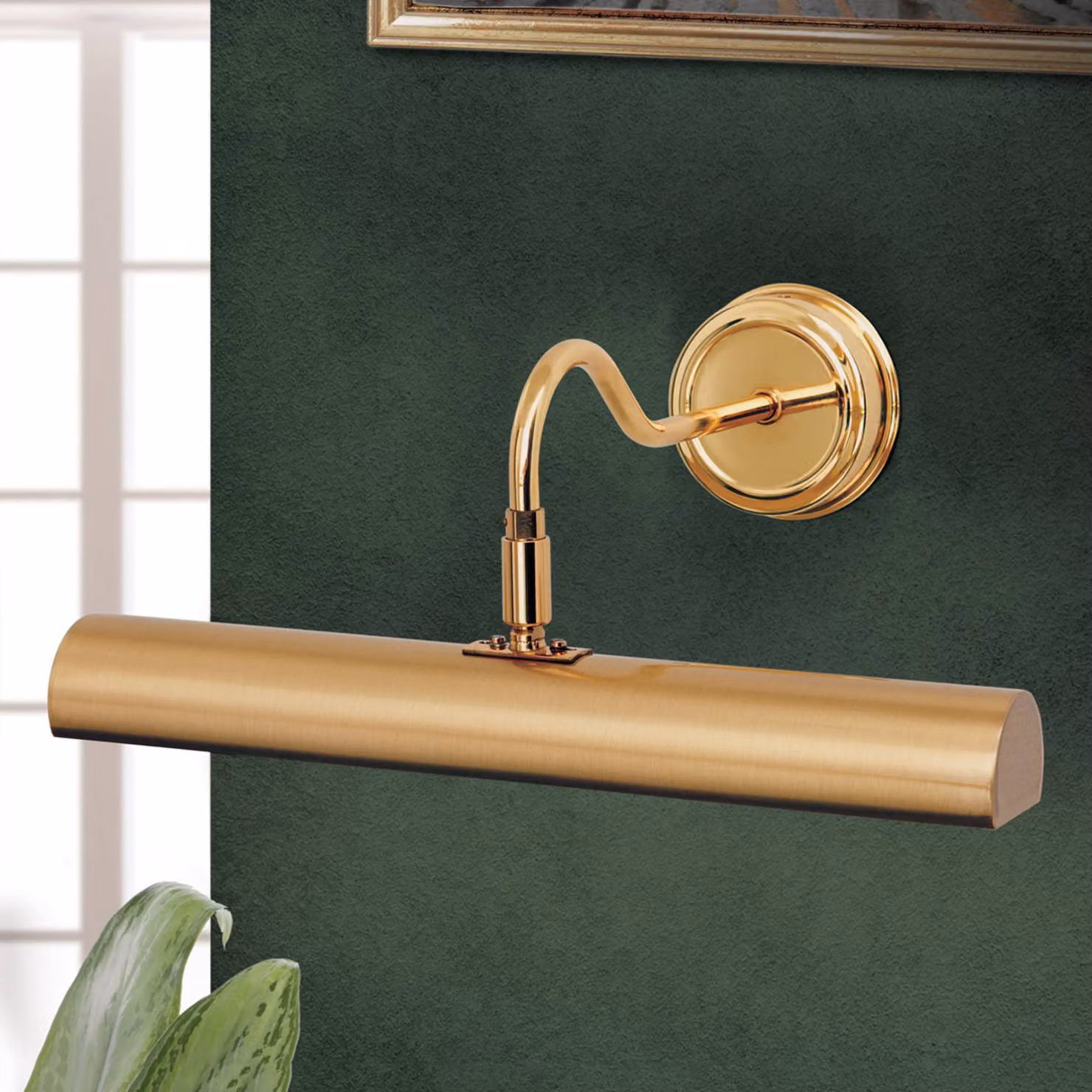 ORION Lampada per quadri Lariga ottone opaco 35 cm Lariga, dimmerabile, Ottone / Oro, Soggiorno / Sala da pranzo, Metallo, Applique