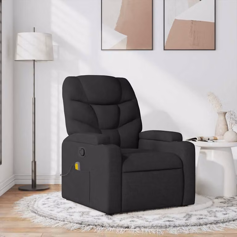 vidaXL Poltrona Relax Reclinabile Moderna in Tessuto Nero con Braccioli