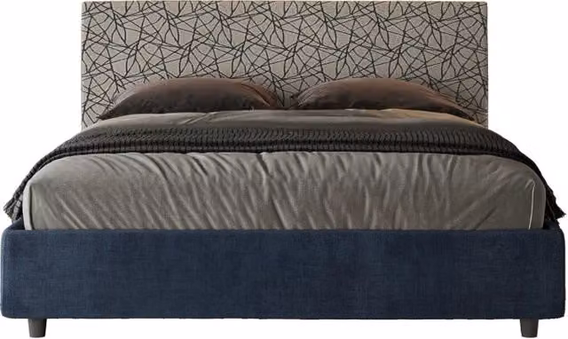 Letto matrimoniale imbottito con contenitore Ityhome Era Arla in tessuto blu L/P/H: 160 x 200 x 106 cm – 1