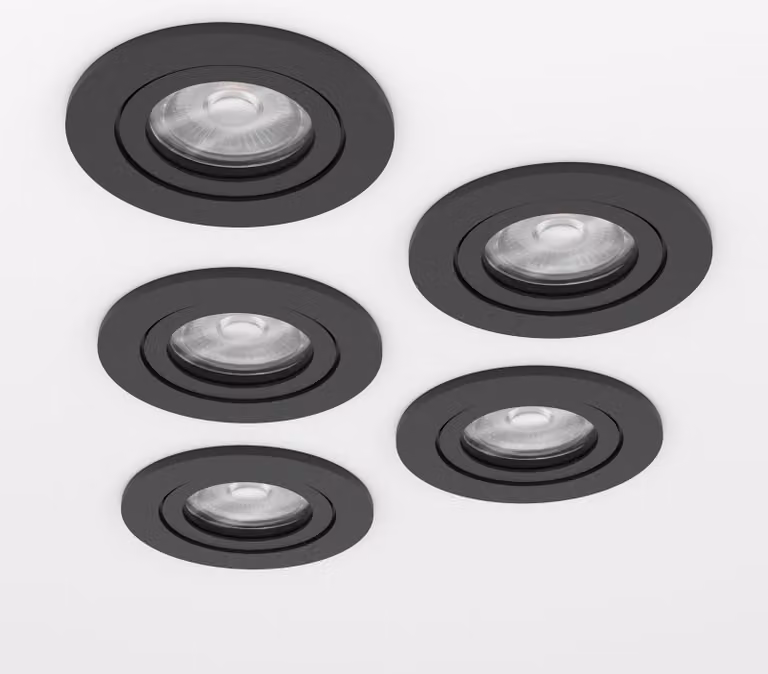 EGLO, set di 5 faretti LED da incasso Barranco, con interruttore a levetta, orientabili, luce bianco caldo - bianco freddo, inclusi lampadine GU10, diametro 9 cm