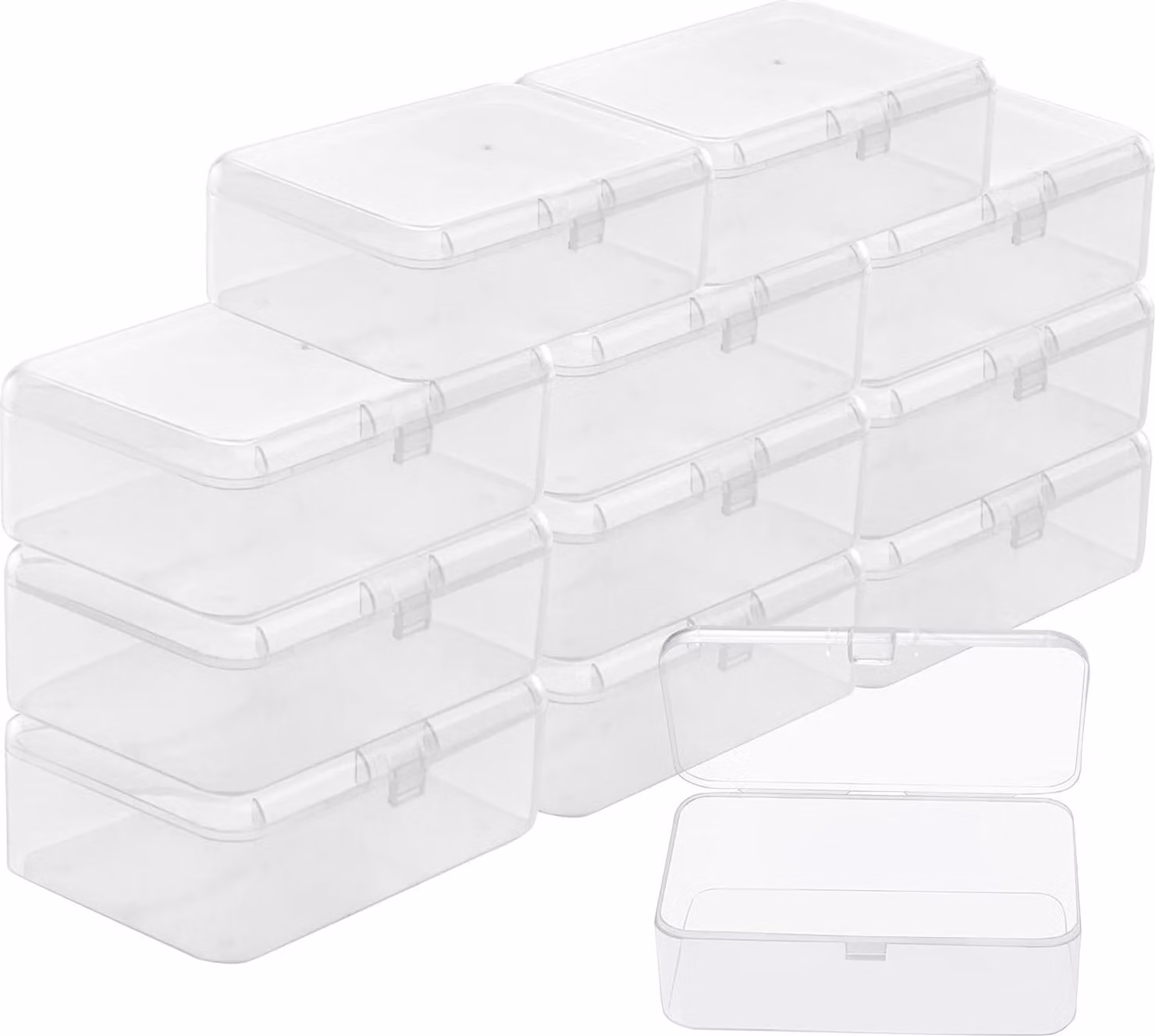 Scatola piccola in plastica, trasparente, con coperchio a cerniera (12 pezzi), 9 x 6 x 3,3 cm, mini scatole in plastica per piccole perline, pillole, gioielli, viti, scatola di smistamento, accessori artigianali
