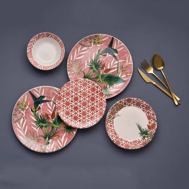 Servizio Piatti Noletoti DMORA in Ceramica Rosso, Set da 24 Pezzi per Adulti – 1
