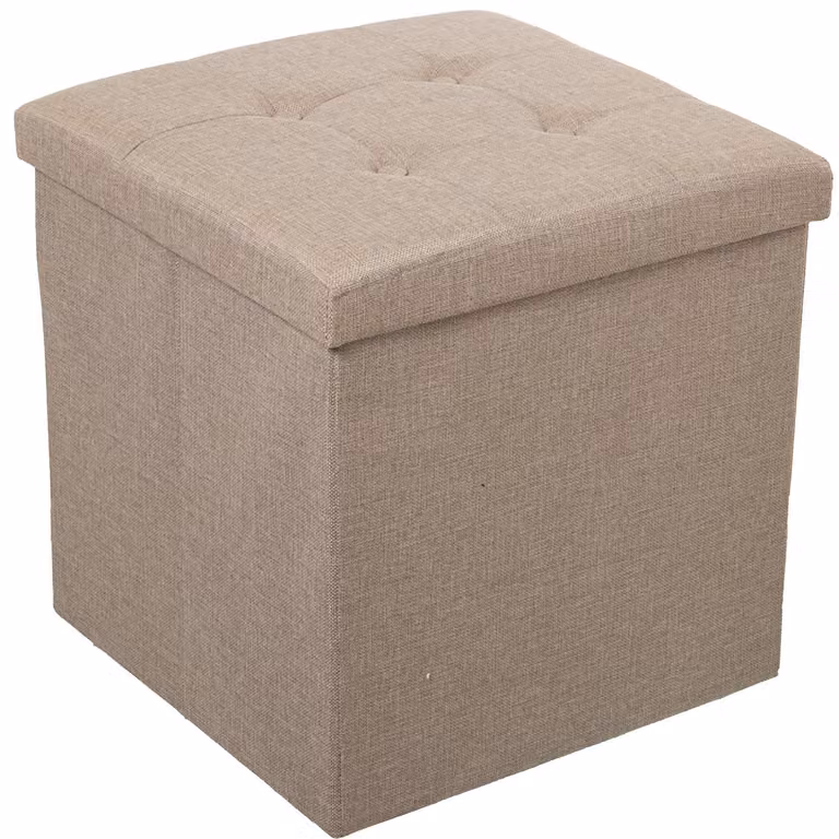 Pouf in poliestere, color beige, 45x45x45 cm