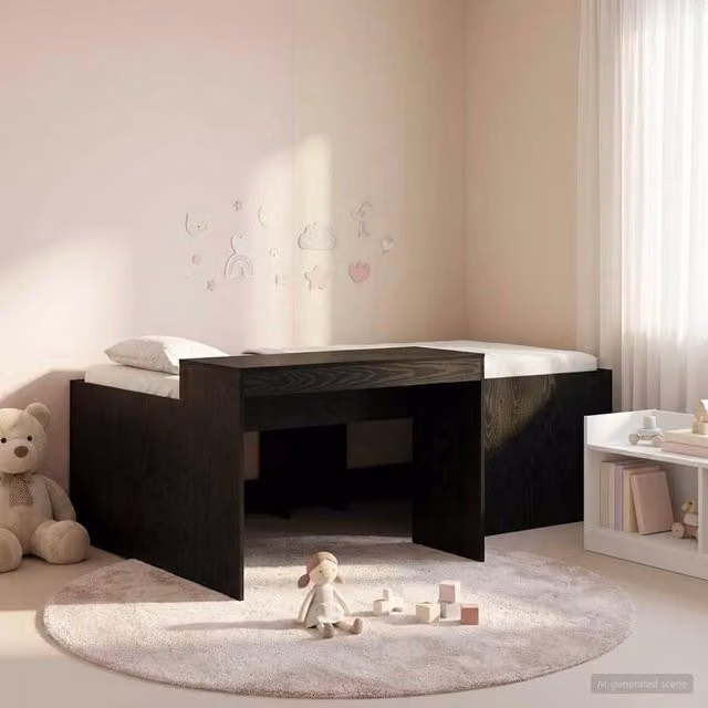 Letto alto per bambini con scrivania Nero 98,5 x 203 cm 3422660