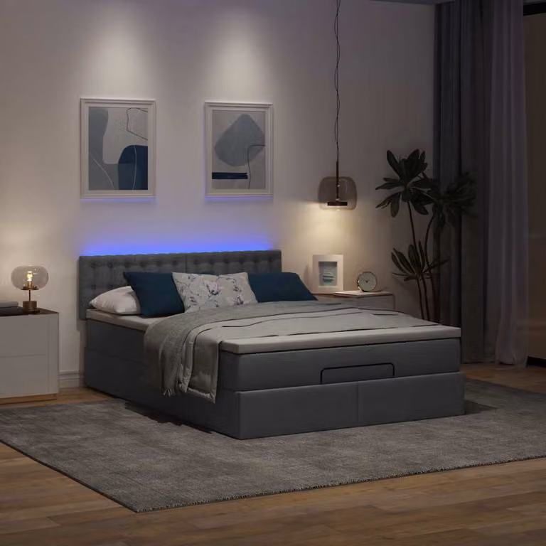 Maison Exclusive - Pouf Letto con Materasso e LED Grigio Scuro 140x200 cm